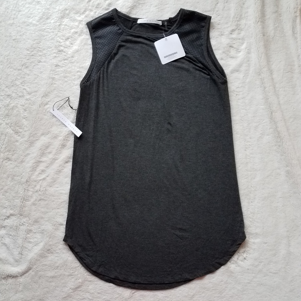 Susana Monaco Perforated Detail Tank Gray sz M